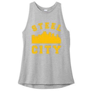 Pittsburgh 412 Steel City Skyline Pennsylvania Home Pride Ladies PosiCharge Tri-Blend Wicking Tank