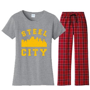 Pittsburgh 412 Steel City Skyline Pennsylvania Home Pride Women's Flannel Pajama Set