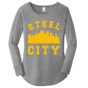 Pittsburgh 412 Steel City Skyline Pennsylvania Home Pride Women's Perfect Tri Tunic Long Sleeve Shirt