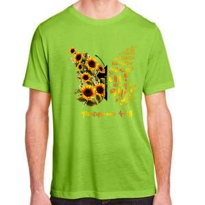 Philippians 4:13 Sunflower Butterfly Faith Christian Bible Gift Adult ChromaSoft Performance T-Shirt