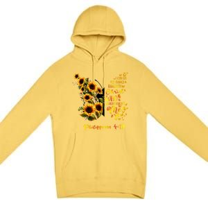 Philippians 4:13 Sunflower Butterfly Faith Christian Bible Gift Premium Pullover Hoodie