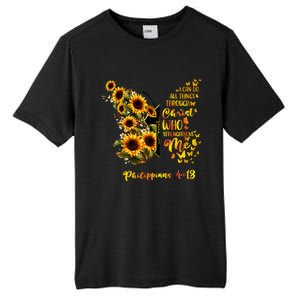 Philippians 4:13 Sunflower Butterfly Faith Christian Bible Gift Tall Fusion ChromaSoft Performance T-Shirt