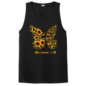 Philippians 4:13 Sunflower Butterfly Faith Christian Bible Gift PosiCharge Competitor Tank