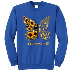 Philippians 4:13 Sunflower Butterfly Faith Christian Bible Gift Sweatshirt