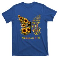 Philippians 4:13 Sunflower Butterfly Faith Christian Bible Gift T-Shirt