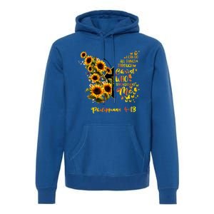 Philippians 4:13 Sunflower Butterfly Faith Christian Bible Gift Premium Hoodie