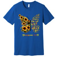 Philippians 4:13 Sunflower Butterfly Faith Christian Bible Gift Premium T-Shirt