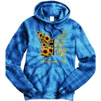 Philippians 4:13 Sunflower Butterfly Faith Christian Bible Gift Tie Dye Hoodie