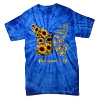 Philippians 4:13 Sunflower Butterfly Faith Christian Bible Gift Tie-Dye T-Shirt