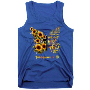 Philippians 4:13 Sunflower Butterfly Faith Christian Bible Gift Tank Top