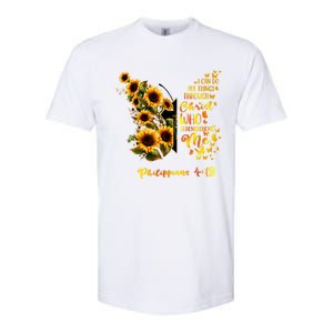 Philippians 4:13 Sunflower Butterfly Faith Christian Bible Gift Softstyle CVC T-Shirt