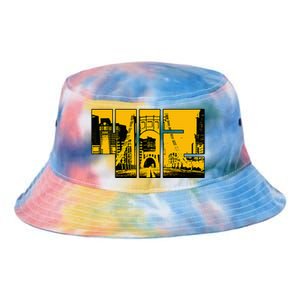 Pittsburgh 412 Steel City Skyline Pennsylvania Home Pride Tie Dye Newport Bucket Hat