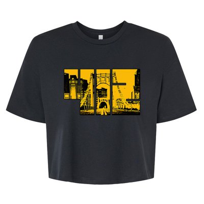 Pittsburgh 412 Steel City Skyline Pennsylvania Home Pride Bella+Canvas Jersey Crop Tee