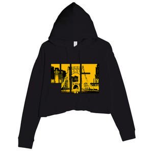 Pittsburgh 412 Steel City Skyline Pennsylvania Home Pride Crop Fleece Hoodie