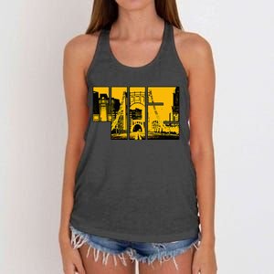 Pittsburgh 412 Steel City Skyline Pennsylvania Home Pride Women's Knotted Racerback Tank