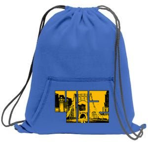 Pittsburgh 412 Steel City Skyline Pennsylvania Home Pride Sweatshirt Cinch Pack Bag