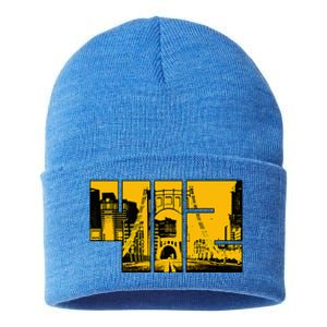 Pittsburgh 412 Steel City Skyline Pennsylvania Home Pride Sustainable Knit Beanie