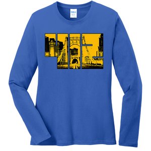 Pittsburgh 412 Steel City Skyline Pennsylvania Home Pride Ladies Long Sleeve Shirt