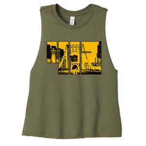 Pittsburgh 412 Steel City Skyline Pennsylvania Home Pride Women's Racerback Cropped Tank