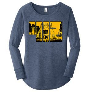 Pittsburgh 412 Steel City Skyline Pennsylvania Home Pride Women's Perfect Tri Tunic Long Sleeve Shirt