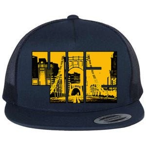 Pittsburgh 412 Steel City Skyline Pennsylvania Home Pride Flat Bill Trucker Hat