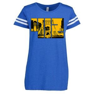 Pittsburgh 412 Steel City Skyline Pennsylvania Home Pride Enza Ladies Jersey Football T-Shirt