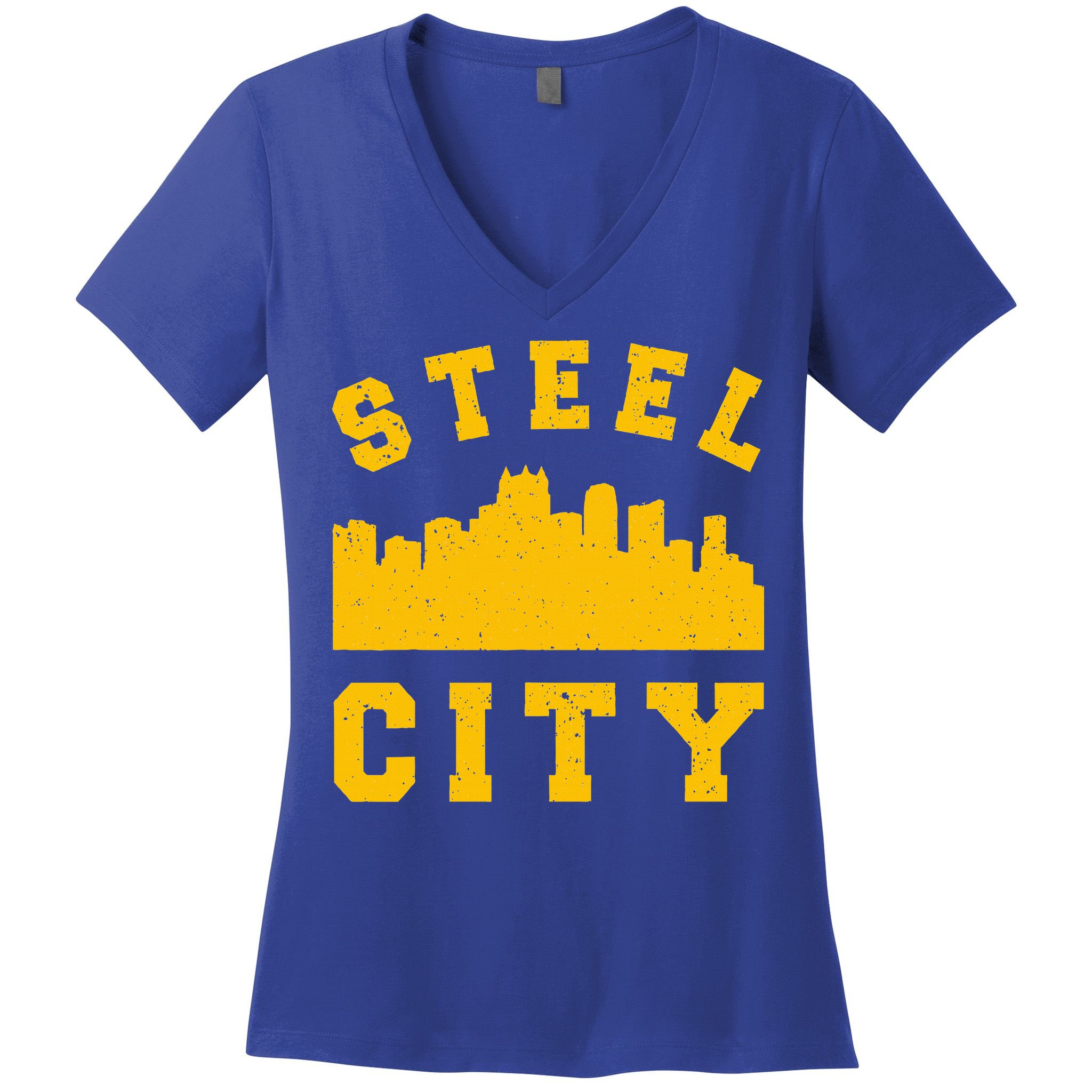 Pittsburgh 412 Steel City Skyline Pennsylvania Home Pride Women's V-Neck T-Shirt