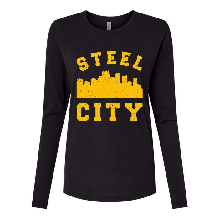 Pittsburgh 412 Steel City Skyline Pennsylvania Home Pride Womens Cotton Relaxed Long Sleeve T-Shirt