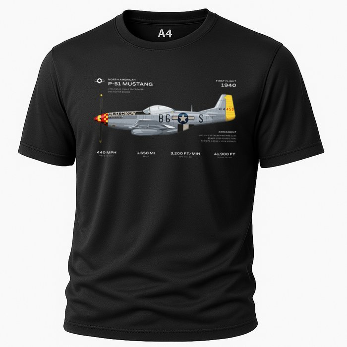 P 51 Mustang WWII Airplane Historic War Bird Fighter Cooling Performance Crew T-Shirt