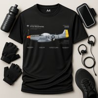 P 51 Mustang WWII Airplane Historic War Bird Fighter Cooling Performance Crew T-Shirt