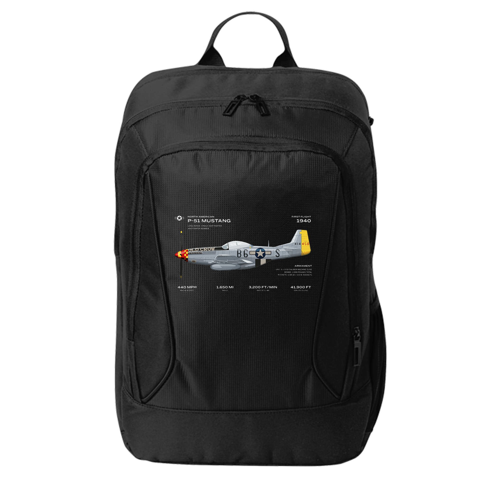 P 51 Mustang WWII Airplane Historic War Bird Fighter City Backpack