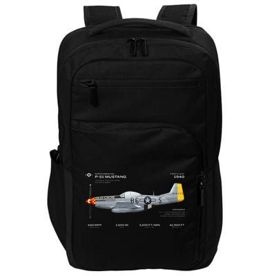 P 51 Mustang WWII Airplane Historic War Bird Fighter Impact Tech Backpack