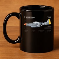 P 51 Mustang WWII Airplane Historic War Bird Fighter 11oz C Handle Ceramic Mug