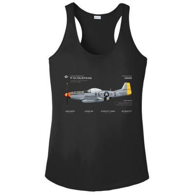 P 51 Mustang WWII Airplane Historic War Bird Fighter Ladies PosiCharge Competitor Racerback Tank