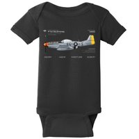 P 51 Mustang WWII Airplane Historic War Bird Fighter Baby Bodysuit