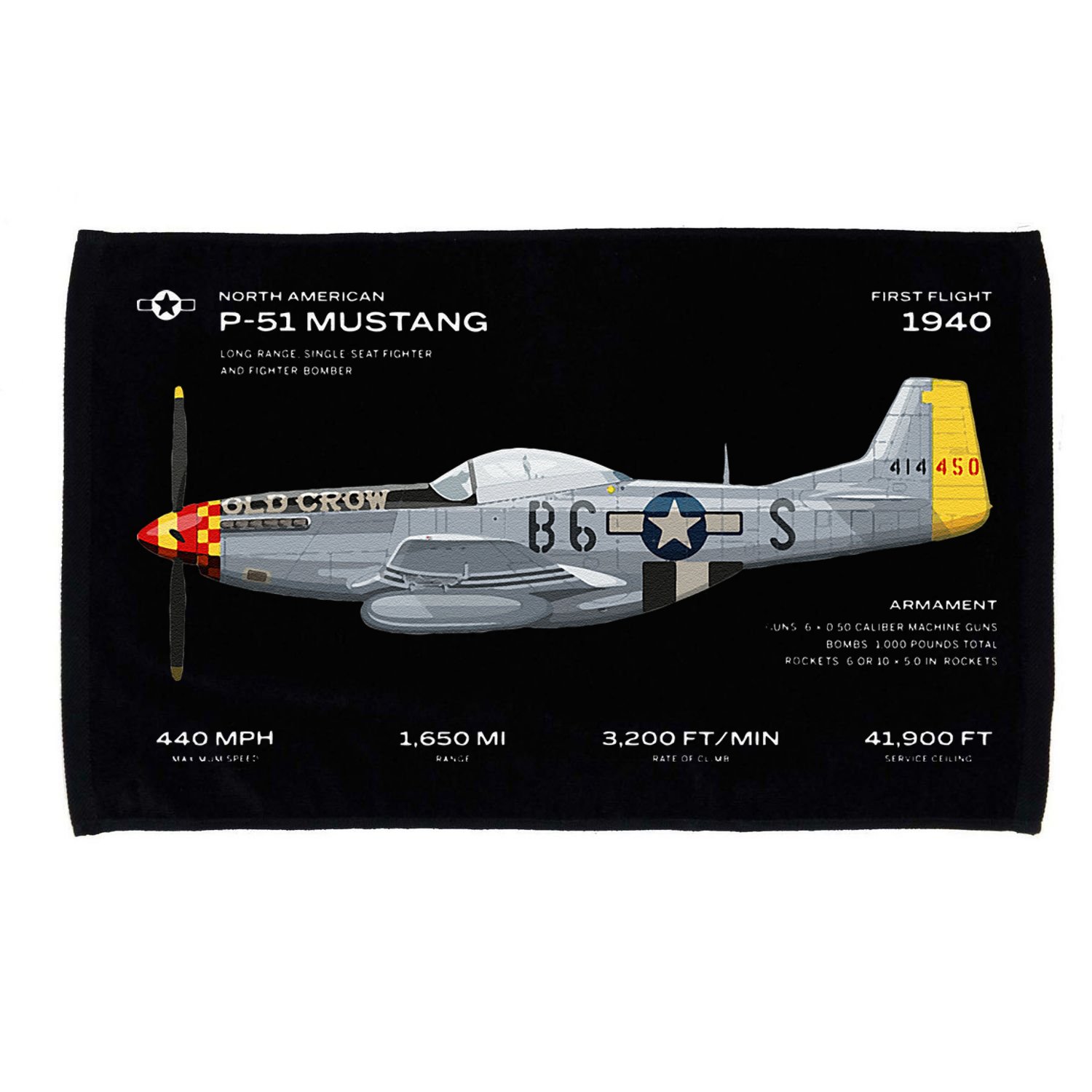 P 51 Mustang WWII Airplane Historic War Bird Fighter Microfiber Hand Towel