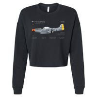 P 51 Mustang WWII Airplane Historic War Bird Fighter Cropped Pullover Crew