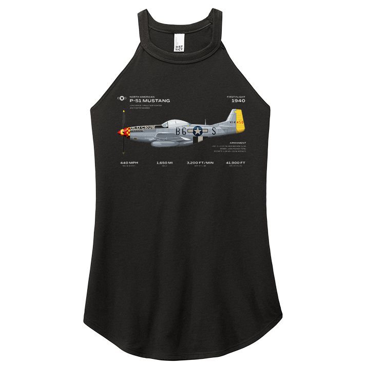 P 51 Mustang WWII Airplane Historic War Bird Fighter Women's Perfect Tri Rocker Tank