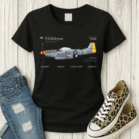 P 51 Mustang WWII Airplane Historic War Bird Fighter Womens T-Shirt