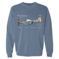 P 51 Mustang WWII Airplane Historic War Bird Fighter Garment-Dyed Sweatshirt