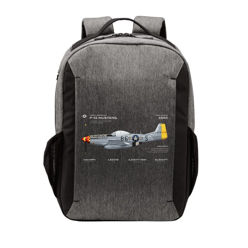 P 51 Mustang WWII Airplane Historic War Bird Fighter Vector Backpack