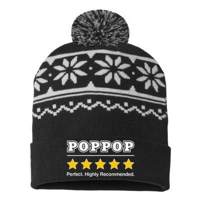 Poppop 5 Stars Perfect Funny Gifts For Poppop Fathers Day USA-Made Snowflake Beanie