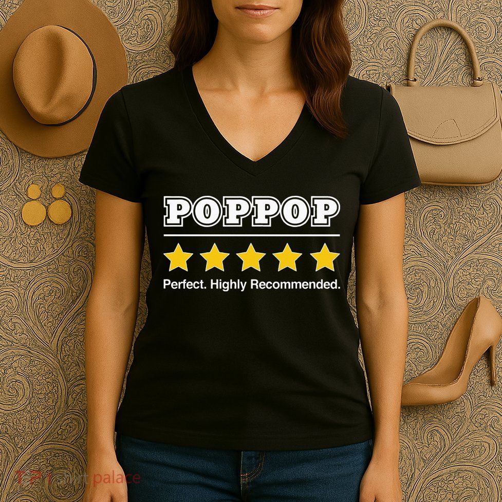 Poppop 5 Stars Perfect Funny Gifts For Poppop Fathers Day Women's V-Neck T-Shirt