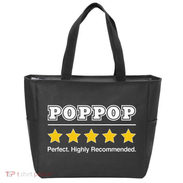 Poppop 5 Stars Perfect Funny Gifts For Poppop Fathers Day Zip Tote Bag