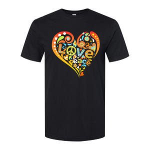 Pretty 60s 70s Hippie Peace Love Heart Peace Sign Softstyle CVC T-Shirt