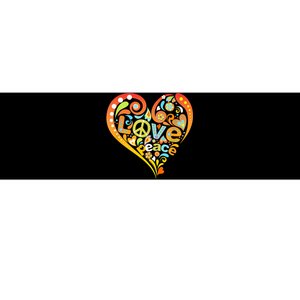 Pretty 60s 70s Hippie Peace Love Heart Peace Sign Bumper Sticker