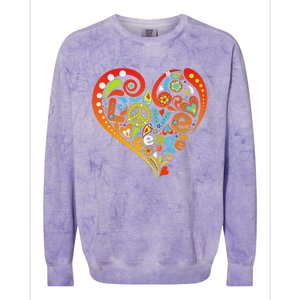 Pretty 60s 70s Hippie Peace Love Heart Peace Sign Colorblast Crewneck Sweatshirt