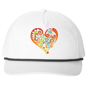 Pretty 60s 70s Hippie Peace Love Heart Peace Sign Snapback Five-Panel Rope Hat