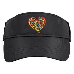 Pretty 60s 70s Hippie Peace Love Heart Peace Sign Adult Drive Performance Visor