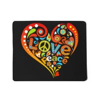 Pretty 60s 70s Hippie Peace Love Heart Peace Sign Mousepad